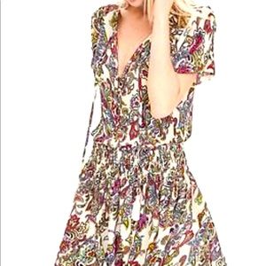 Banana republic multicolored paisley cinch waisted dress